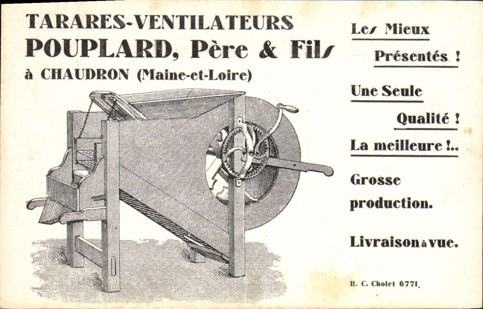 CPA Publicite Tarares Ventilateurs Pouplard Pere & Fils a Chaudron 