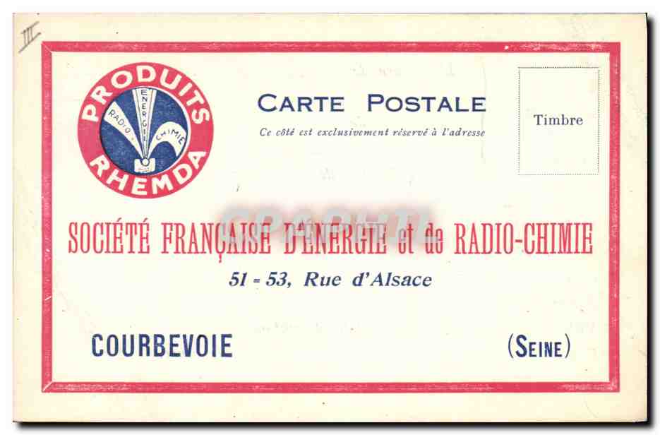CPA Publicite Societe Francaise d'Energie et de Radio Chimie Produits Rhemda Courbevoie