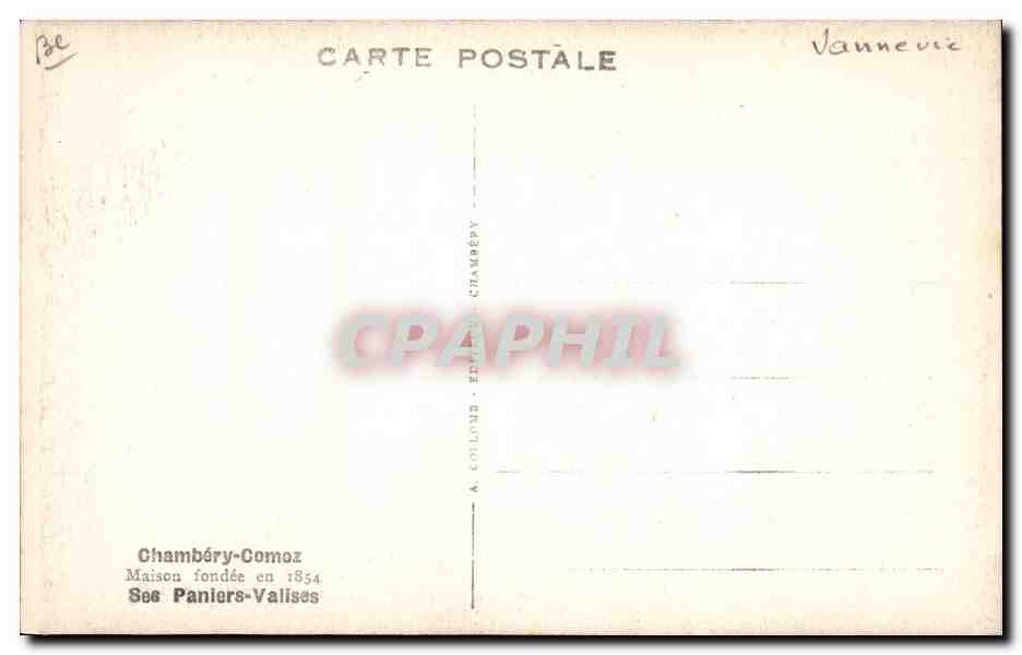 CPA Publicite Chambery Comoz Paniers Valises — Verso