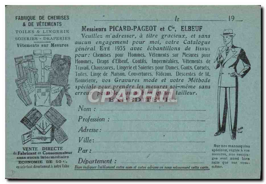 CPA Publicite La Mondiale Picard Pageot Elbeuf Rue Cousin Corblin Rue de Caudebec — Rückseite