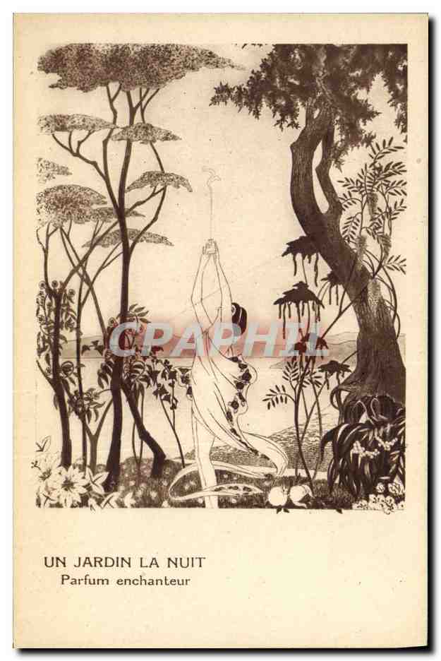 CPA Publicite Un jardin la nuit Parfum enchanteur