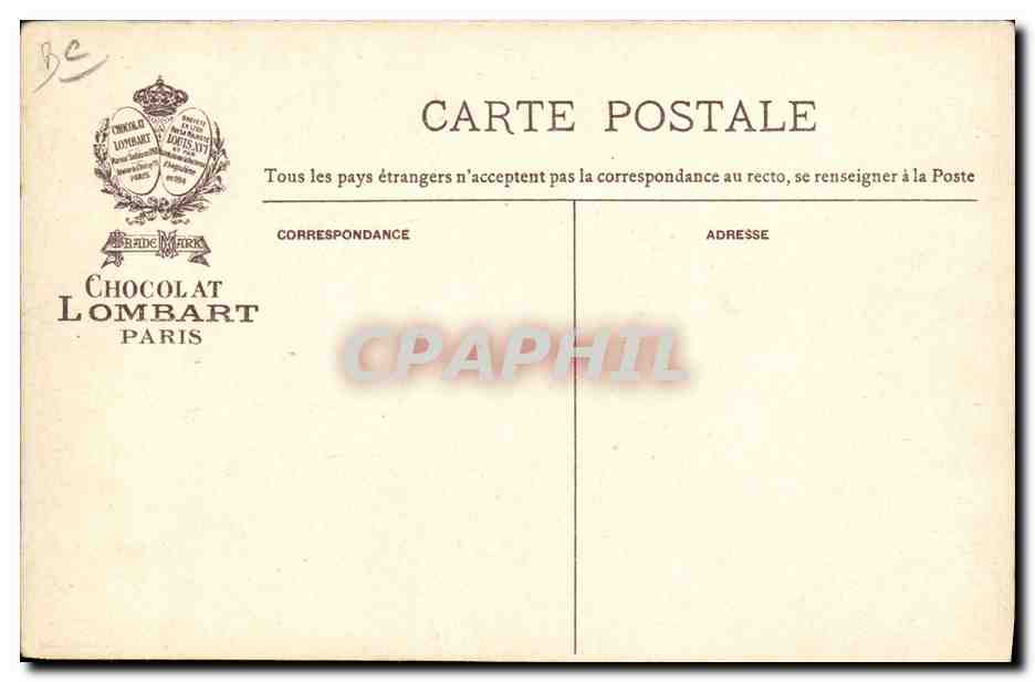 CPA Publicite Chocolat Lombart Marche Royale Espagnole Militaria  — Rückseite