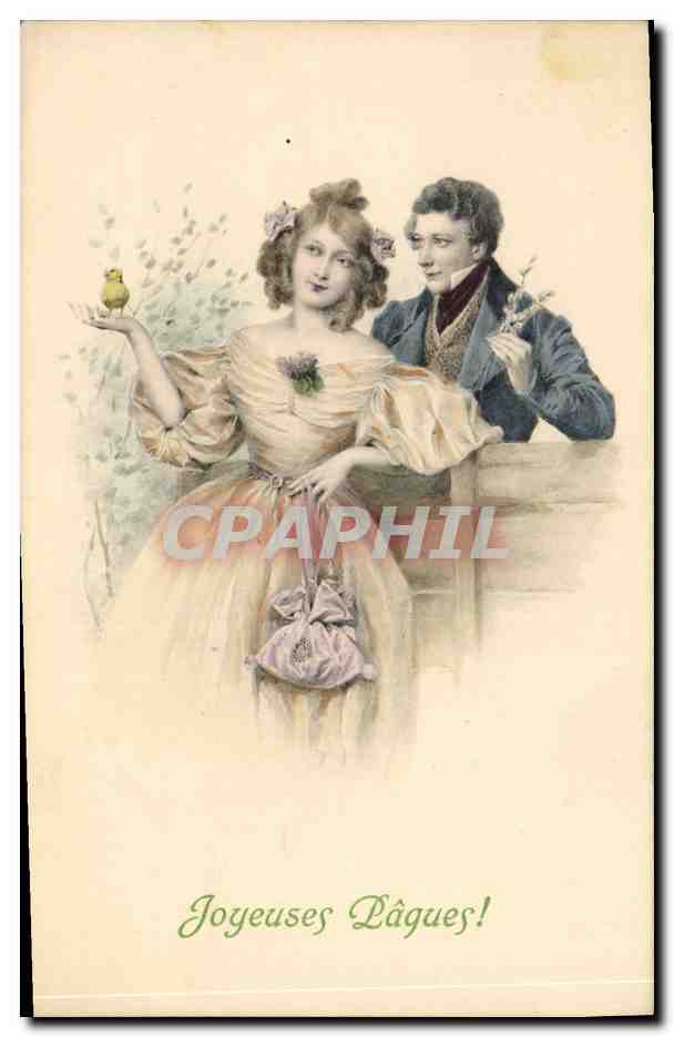 CPA Fantaisie Femme Illustrateur Paques 