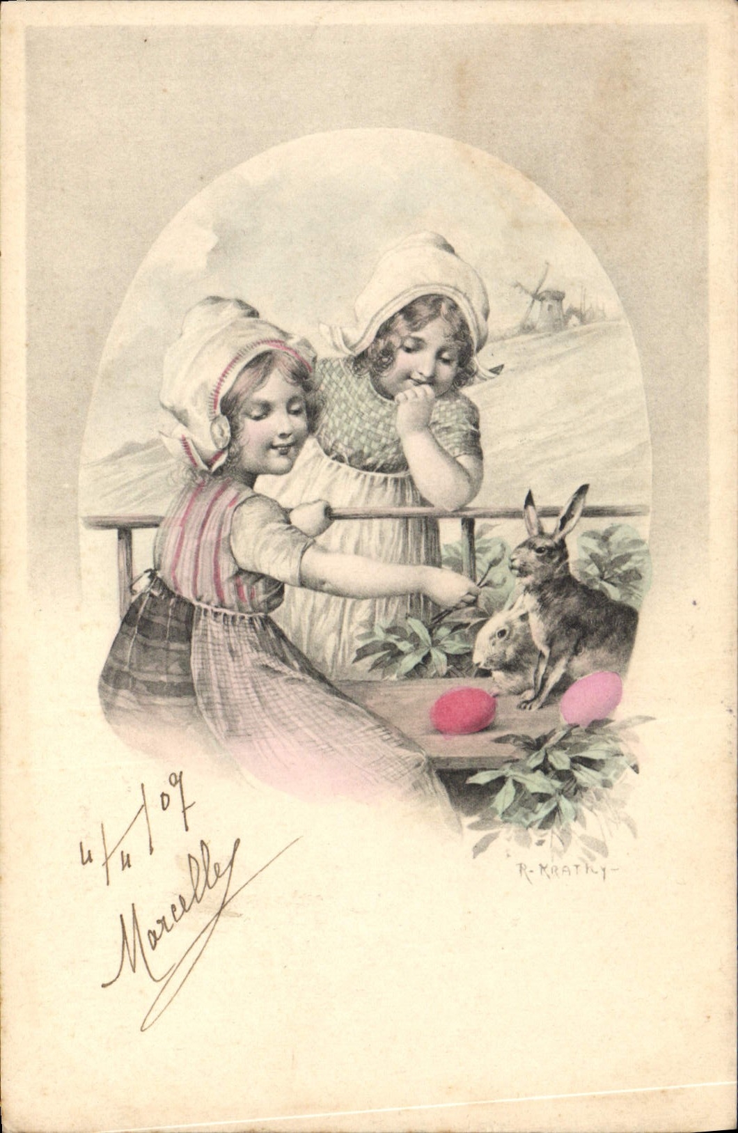 CPA Fantaisie Enfants Lapins Illustrateur 