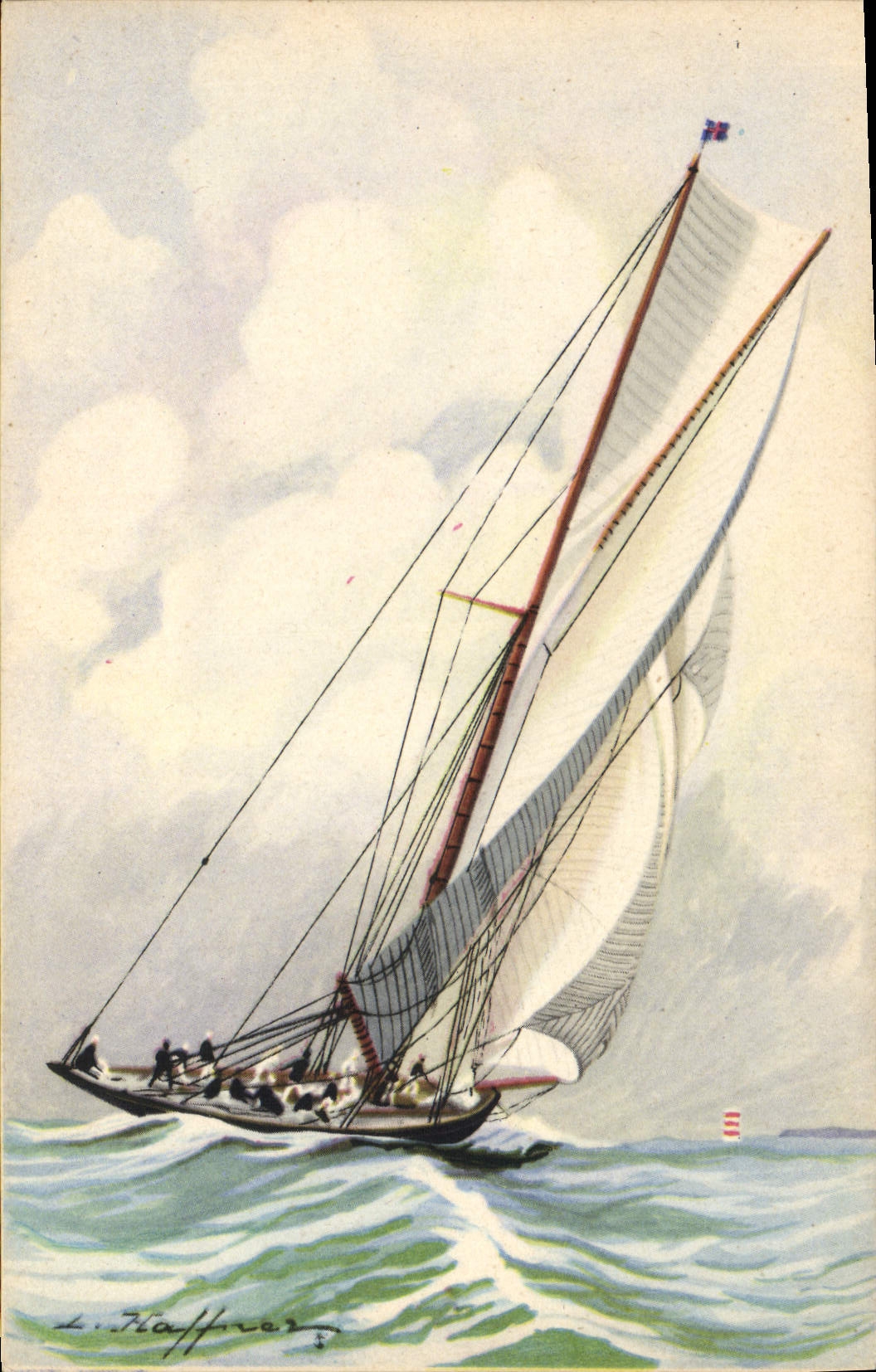Yacht de la grande classe gréée en côte courant "grand largue" — Collection de la Ligue Maritime et Coloniale — Imprimerie de Paris