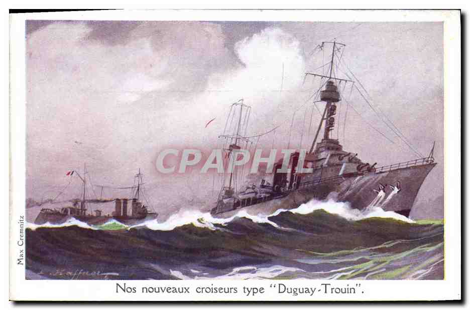CPA Illustrateur Haffner Bateau de guerre Croiseurs Type Duguay Trouin 