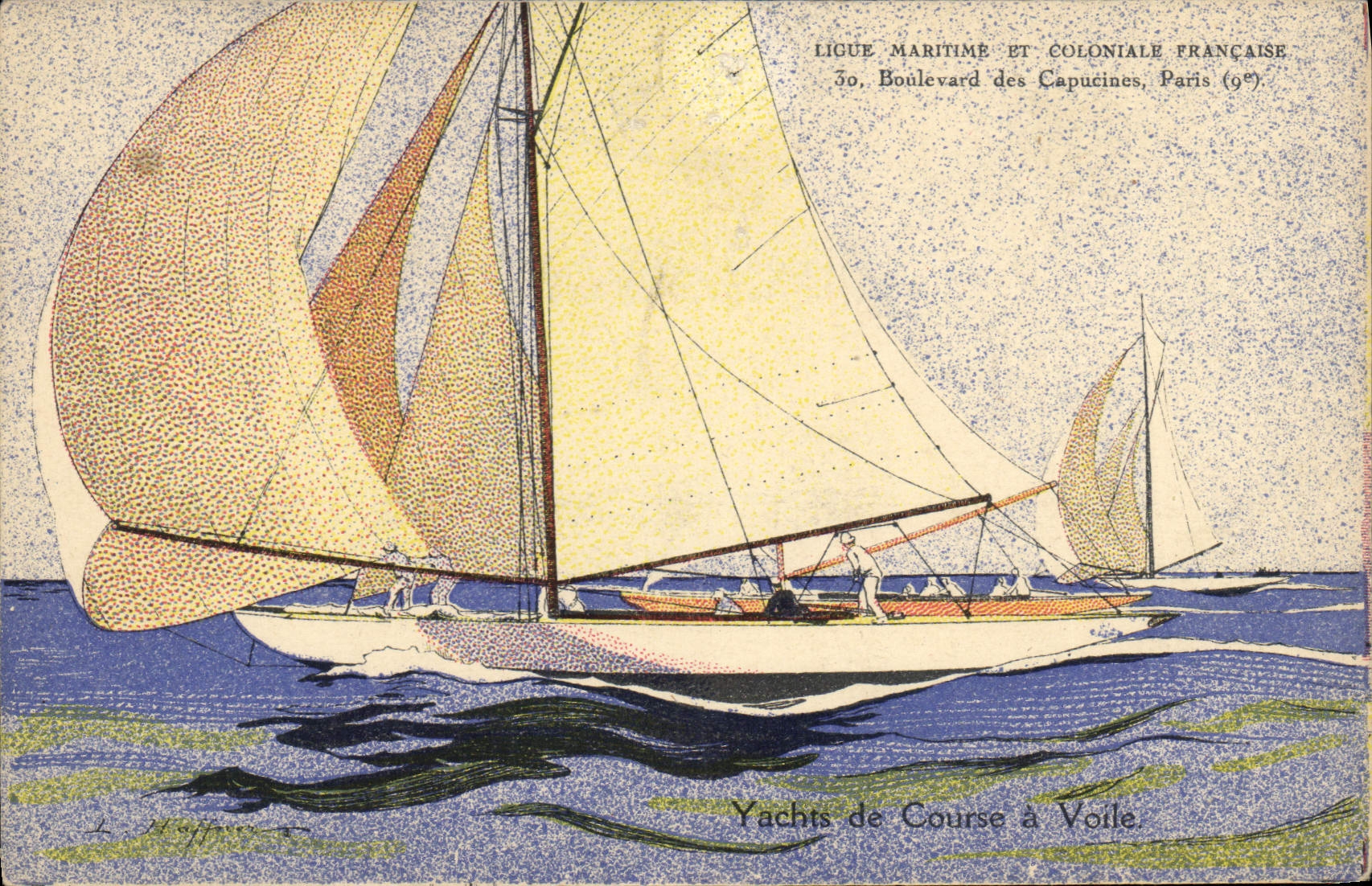 Yachts de Course à Voile — Ligue Maritime et Coloniale Française — 30, Boulevard des Capucines, Paris (9e)