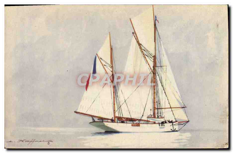 CPA Illustrateur Haffner Bateau Yacht encalmine 