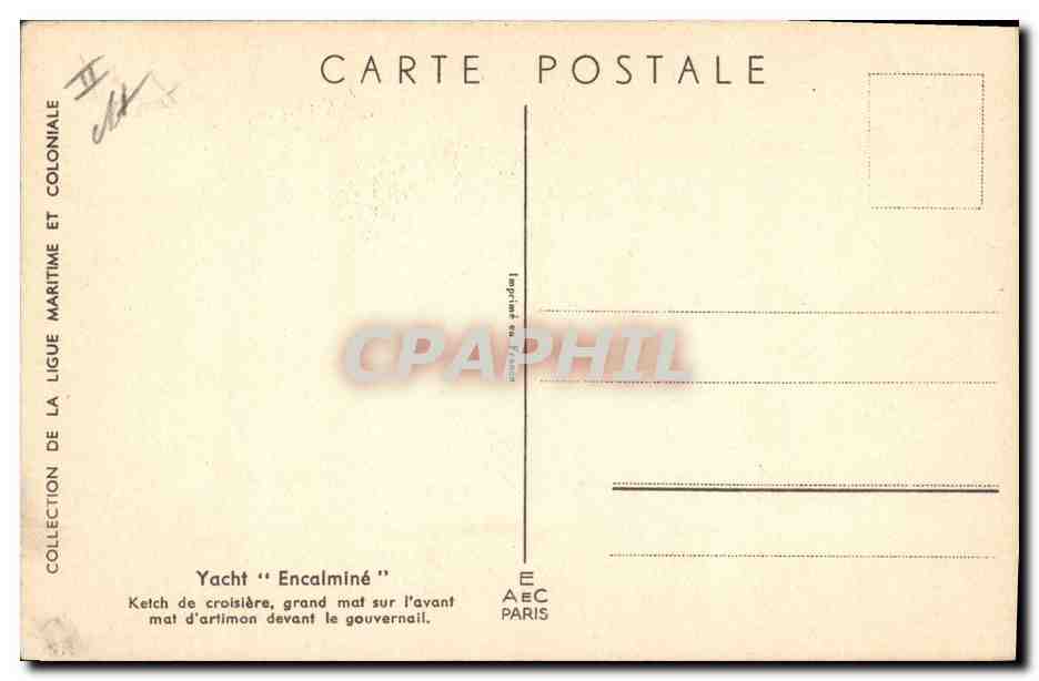 CPA Illustrateur Haffner Bateau Yacht encalmine  — Verso