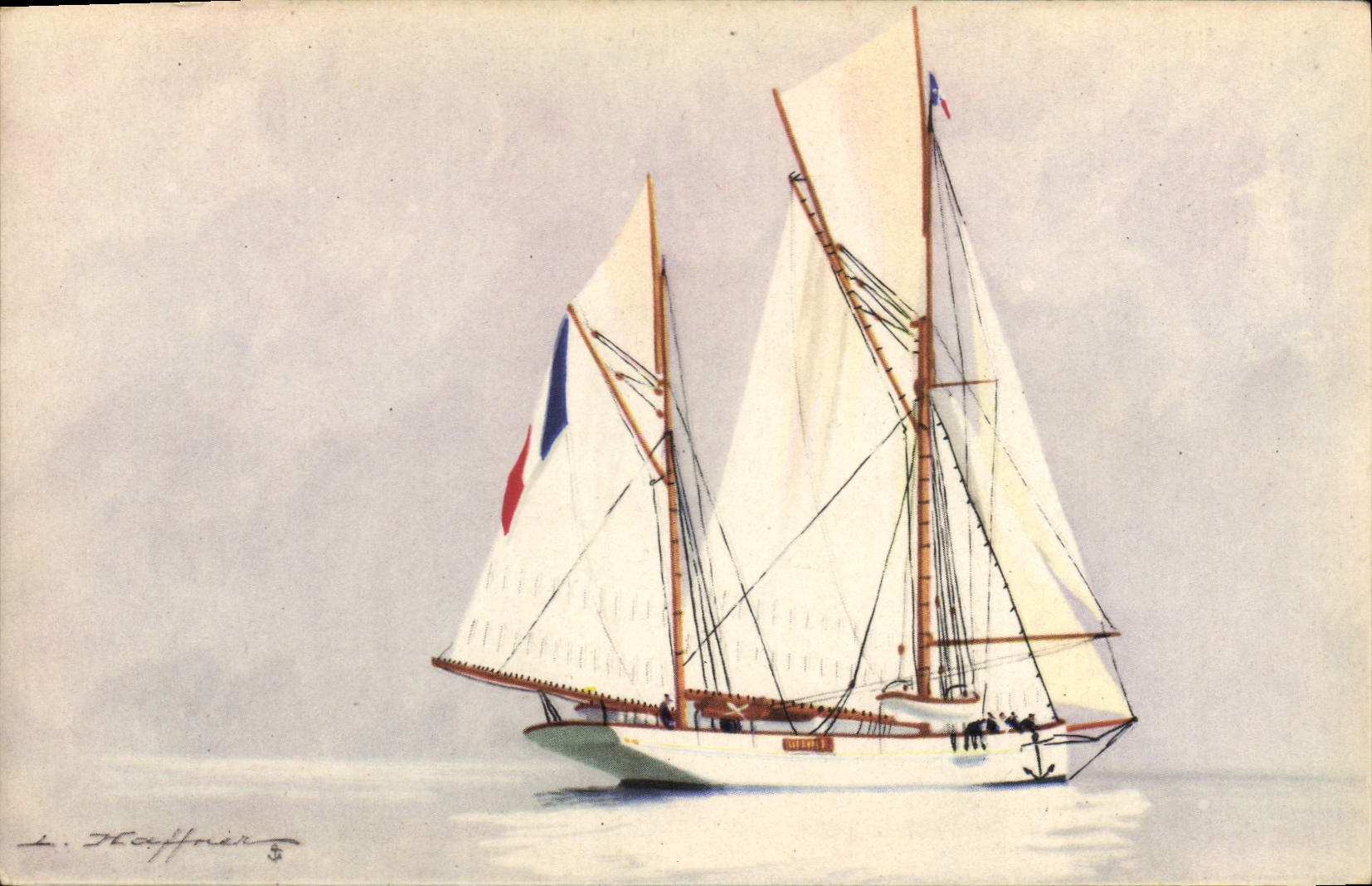 Yacht "Encalminé" — ketch de croisière avec grand mat devant le gouvernail — L. Hoffner, n°5