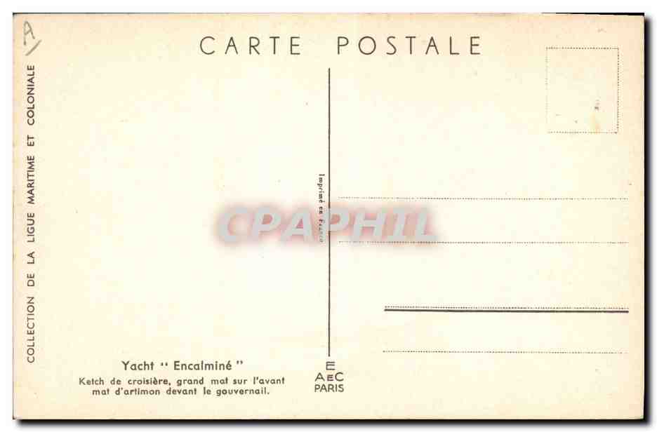 Yacht "Encalminé" — ketch de croisière avec grand mat devant le gouvernail — L. Hoffner, n°5 — Rückseite
