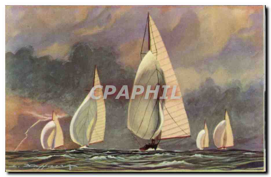 Six-mètres de la jauge internationale — Vent arrière — Collection de la Ligue Maritime et Coloniale, AEC Paris