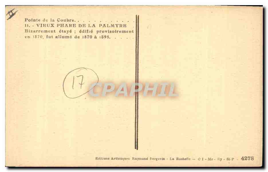 CPA Vieux Phare de Palmyre Pointe de la Coubre — Rückseite