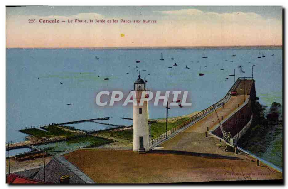 CPA Phare Cancale Le phare la jetee et les parcs aux huitres