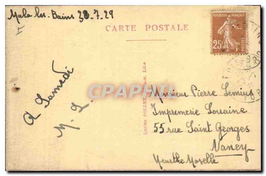 CPA Phare Dunkerque — Verso