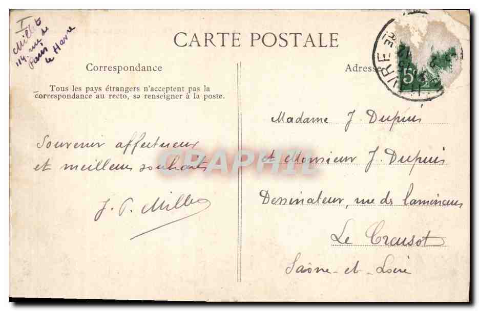 CPA Phare Le Havre La jetee un jour de tempete — Rückseite