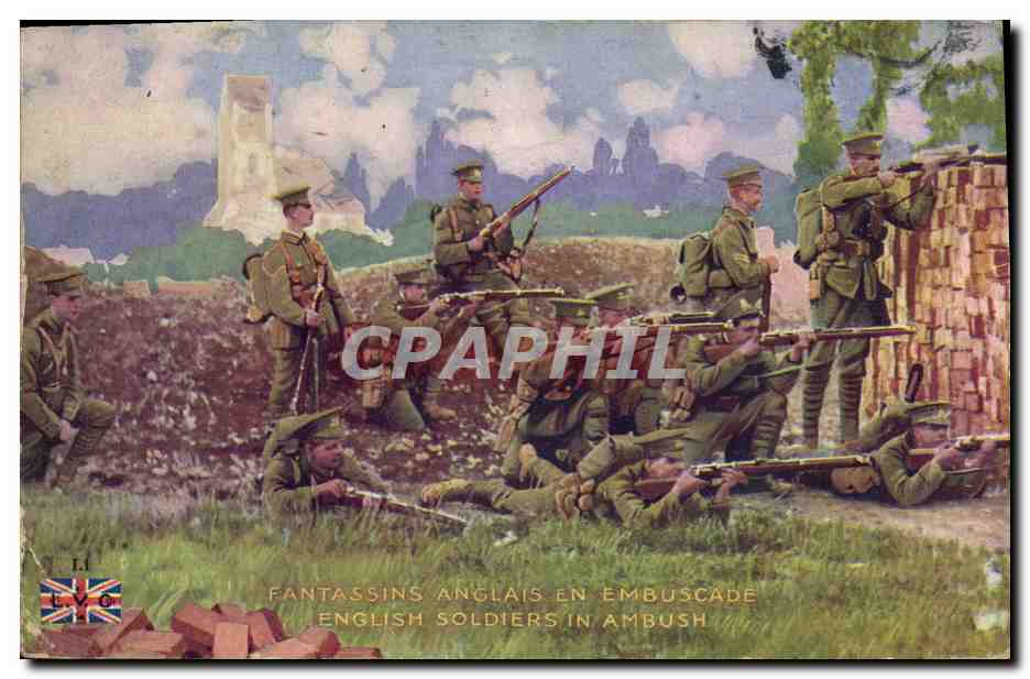 CPA Militaria Fantassins anglais en embuscade