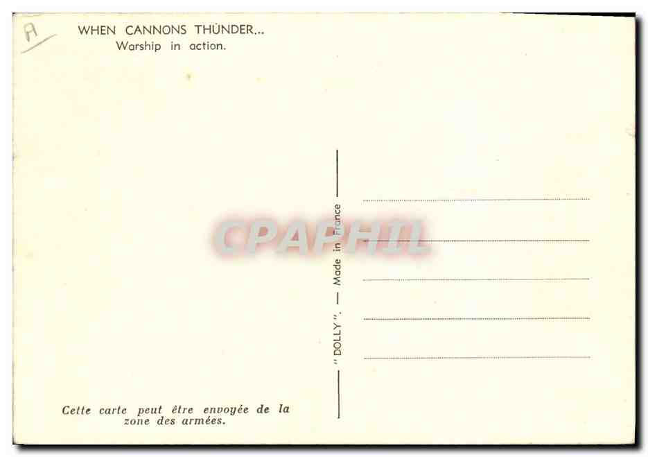CPM Militaria When canions thunder Warship in action Bateau de guerre — Rückseite
