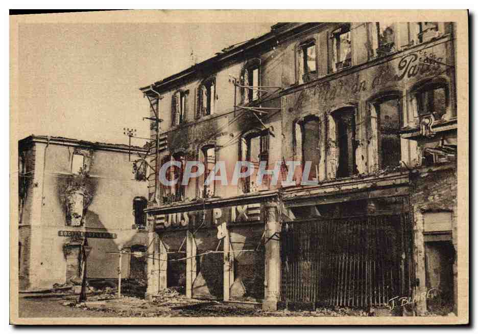 Saint-Dié (Vosges) — Incendie volontaire de la ville par les Allemands — Rue Thiers — Édition Loos