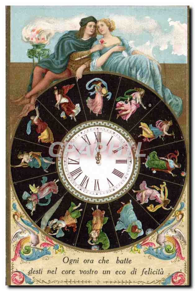 Horloge des signes astrologiques — Ogni ora che batte desti nel core vostro un eco di felicità — Fraschetti - Anverso