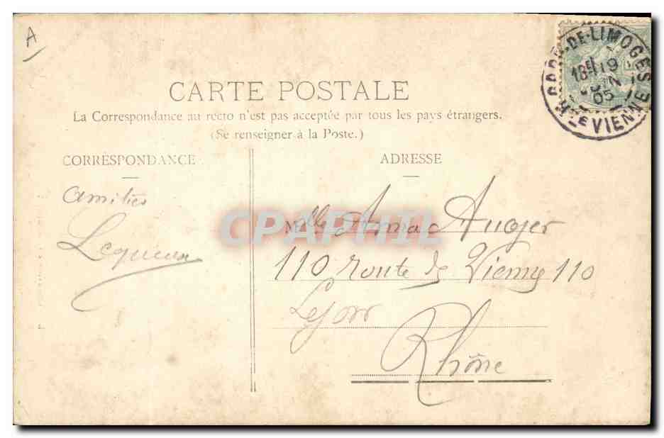 CPA Folklore Limousine en Barbichet — Verso