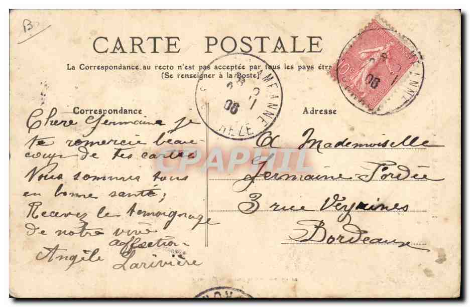 CPA Folklore Paysans du Centre Paysanne de la montagne — Verso