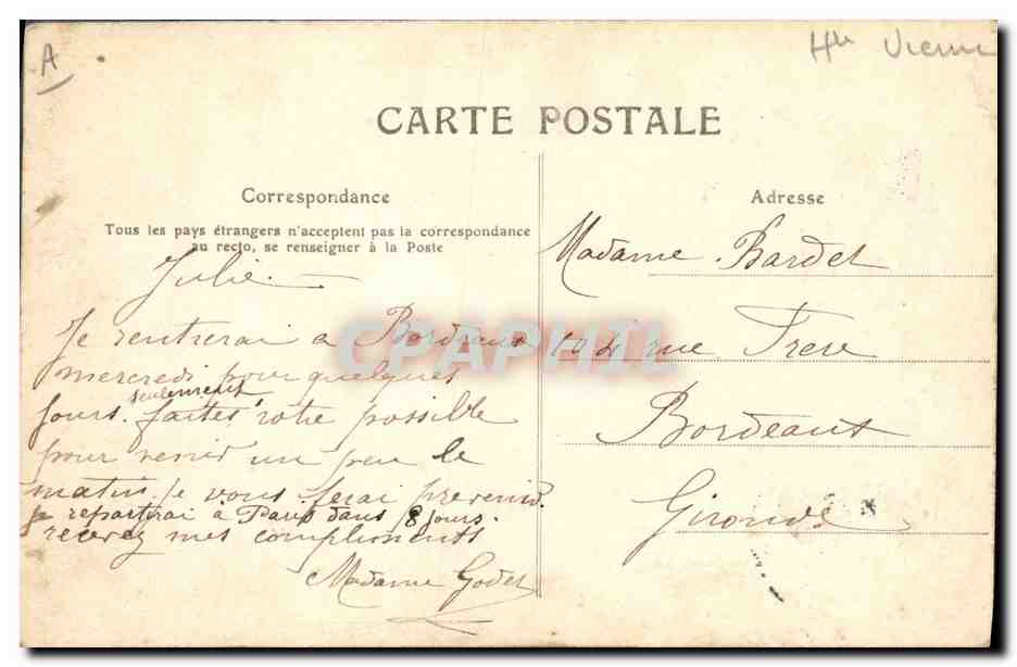 CPA Folklore Limousine en Barbichet — Verso