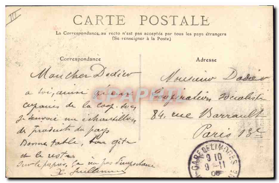 CPA Folklore Limousine en Barbichet — Verso