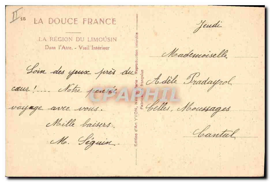 CPA Folklore La region du Limousin Dans l'atre Vieil interieur Femme  — Rückseite