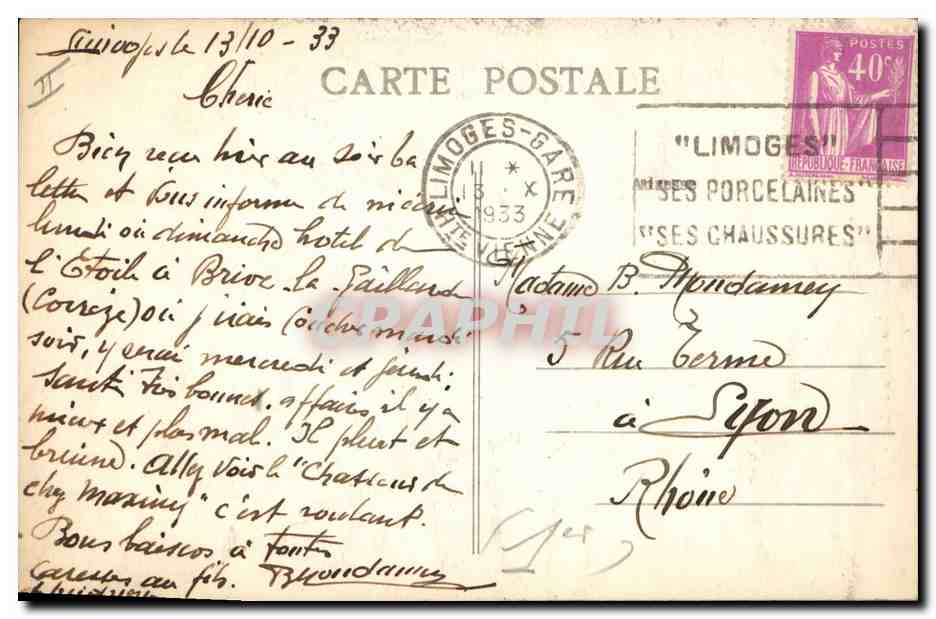 CPA Folklore Limousine en Barbichet — Verso