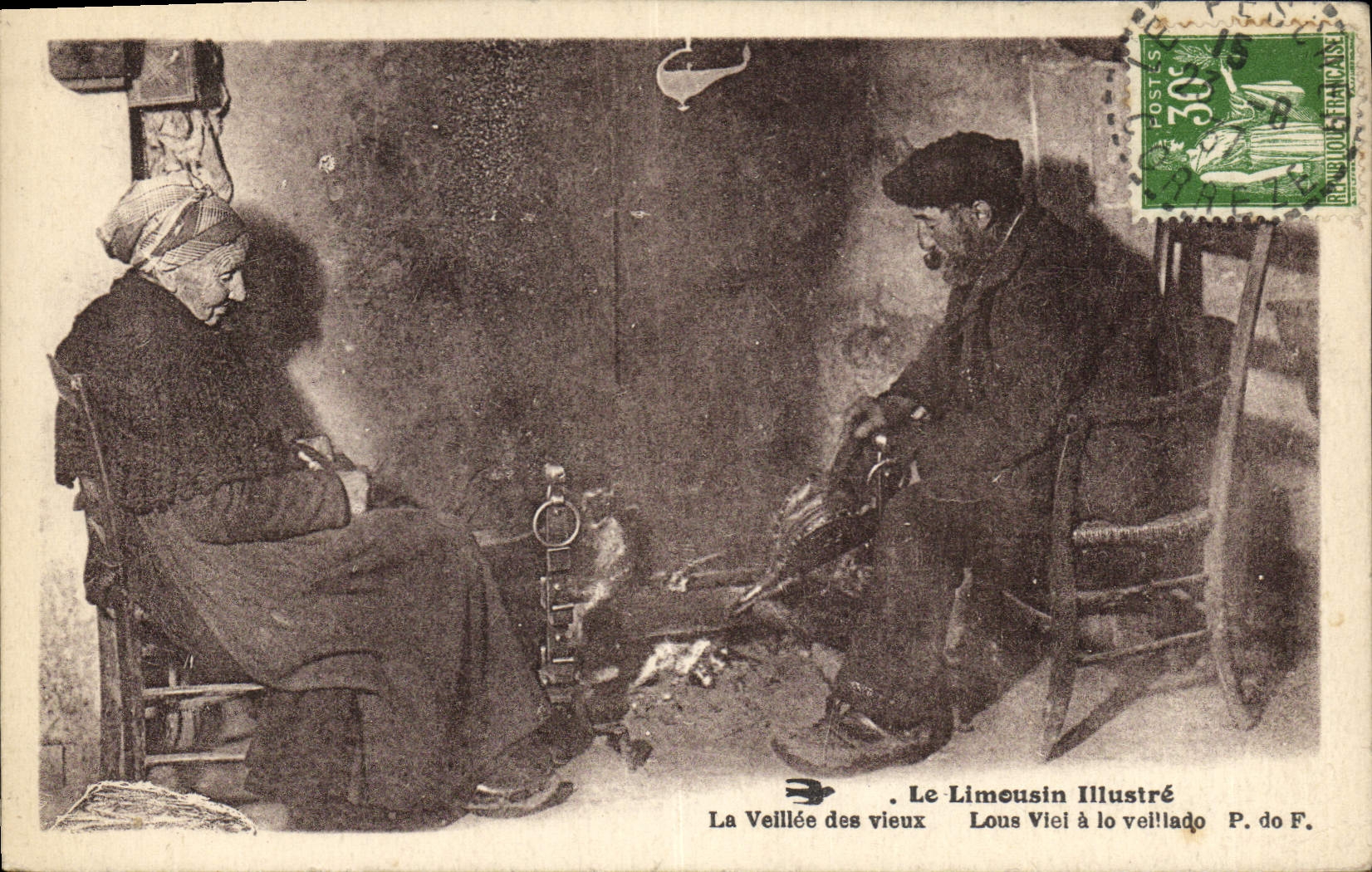 CPA Folklore Limousin La veillee des vieux