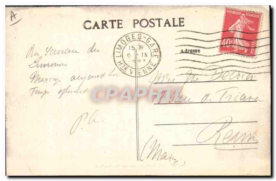 CPA Folklore Limousine en Barbichet — Verso