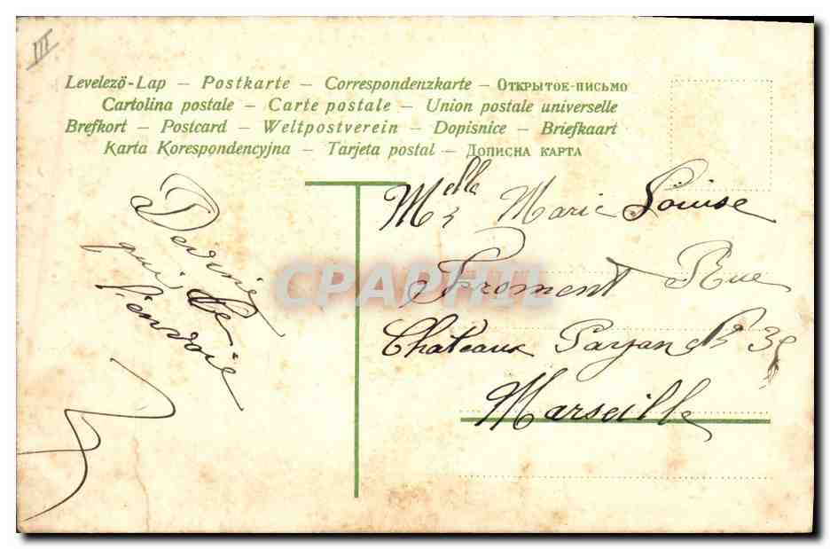 CPA Fantaisie Fleurs Enfant Poisson — Verso