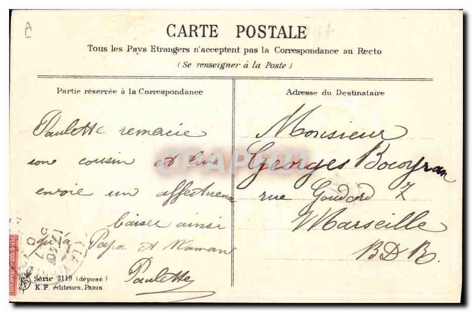 Jeune garçon conduisant une charrue à âne — Meilleurs Souhaits — éditeur K.F. Éditeurs, Paris, série 3119 — Reverso