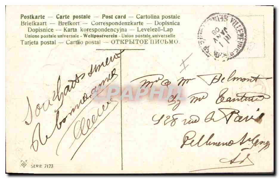 CPA Fantaisie Fleurs Fer a cheval Trefles — Verso