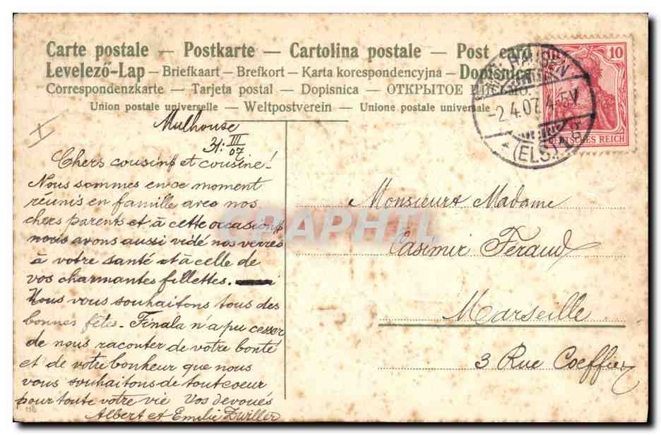 CPA Fantaisie Fleurs Oiseaux — Rückseite