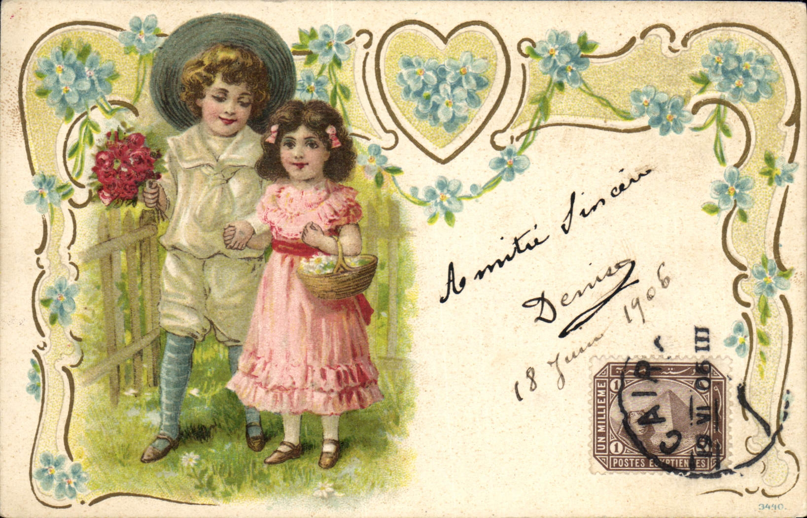 CPA Fantaisie Fleurs Enfants
