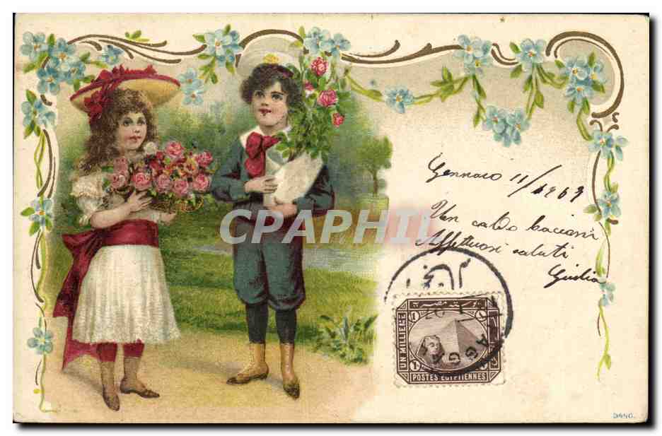 CPA Fantaisie Fleurs Enfants