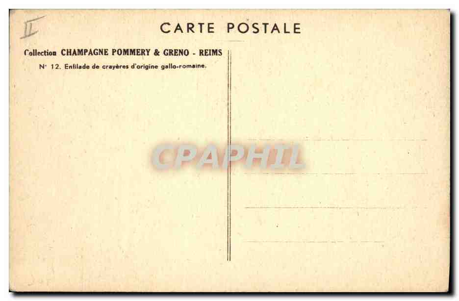 CPA Champagne Pommery & Greno Reims Enfilade de crayeres d'origine gallo romaine — Rückseite