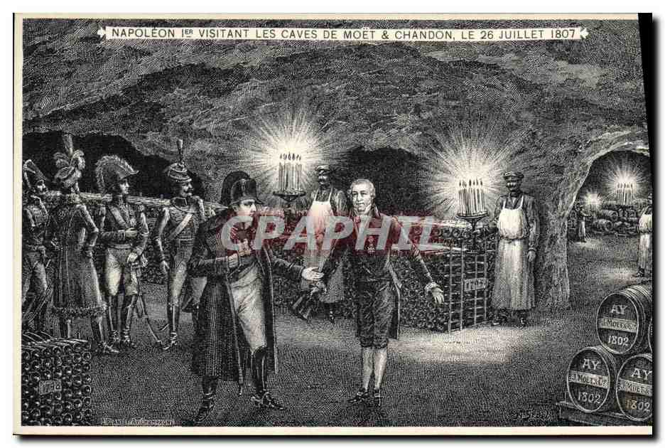 CPA Napoleon 1er visitant les caves de Moet & Chandon Champagne