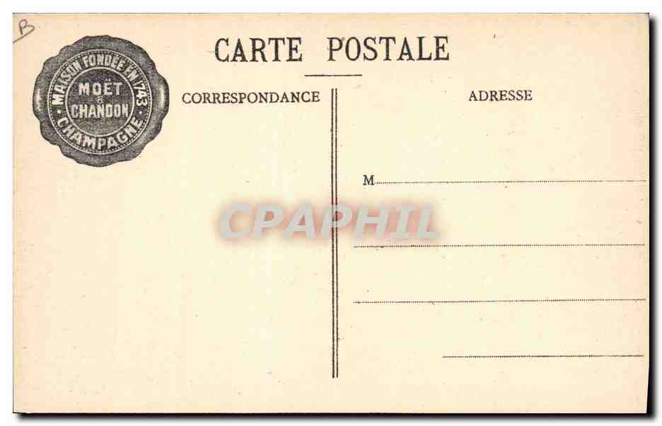 CPA Champagne Moet & Chandon La cuverie Vendangeoir Ste Helene — Rückseite