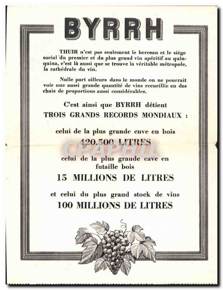 CPA Chais Byrrh Thuir  — Rückseite