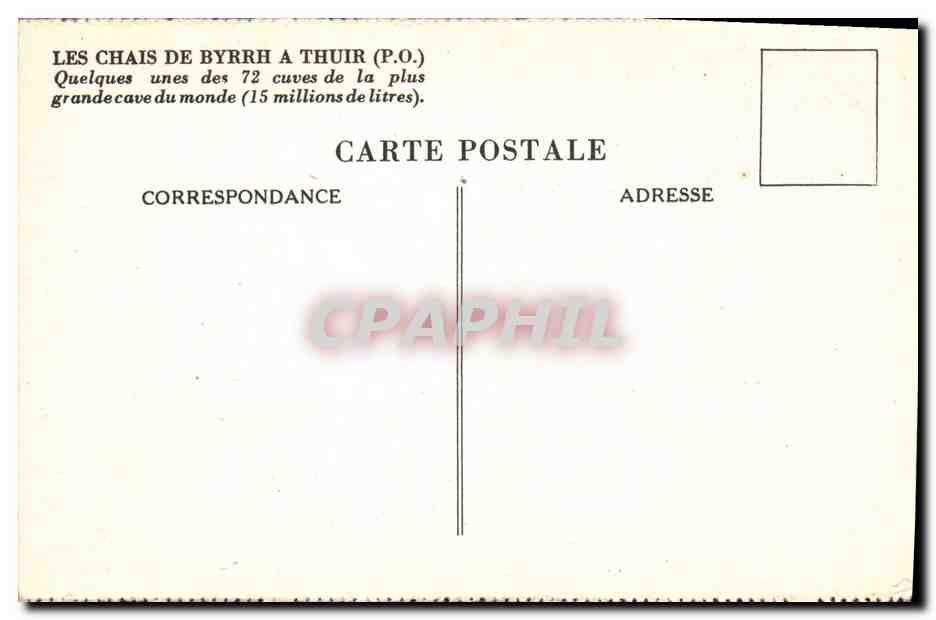 CPA Chais Byrrh Thuir Cuves — Rückseite