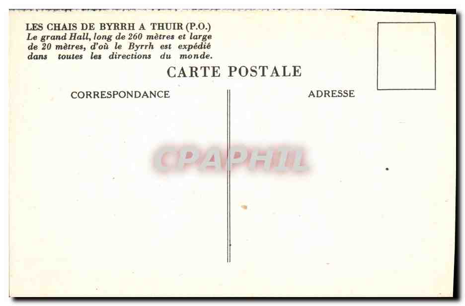 CPA Chais Byrrh Thuir Le grand hall — Rückseite
