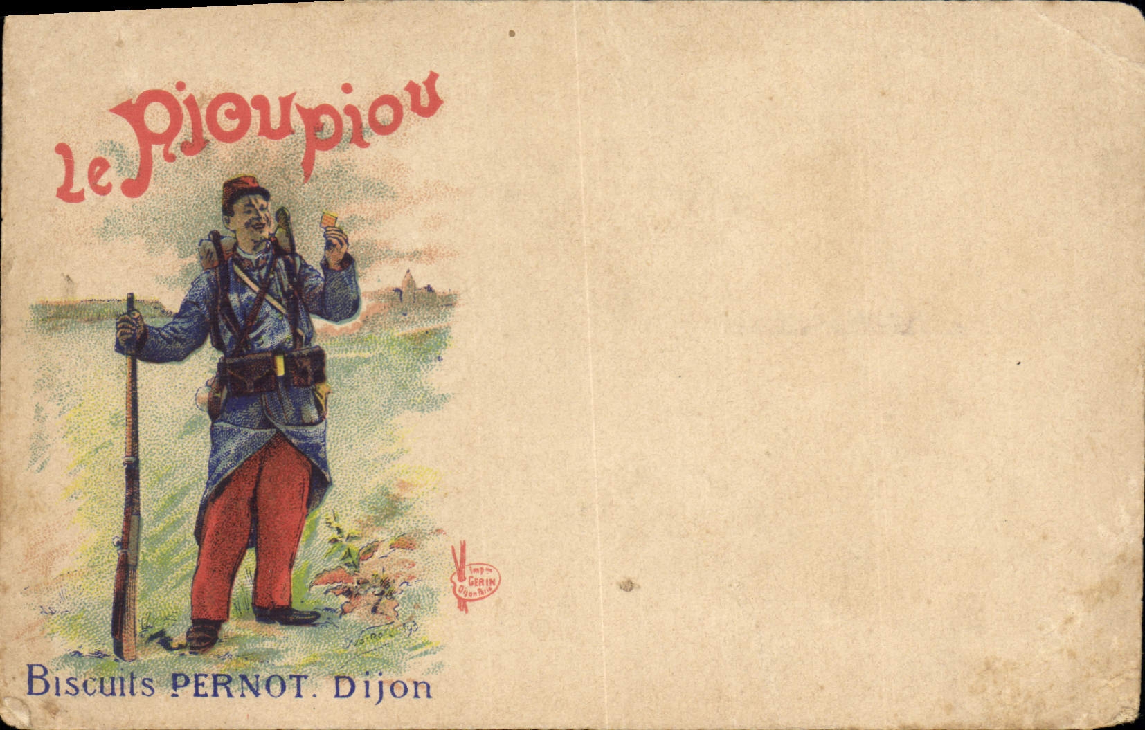 CPA Publicite Le Piou Piou Biscuits Pernot Dijon