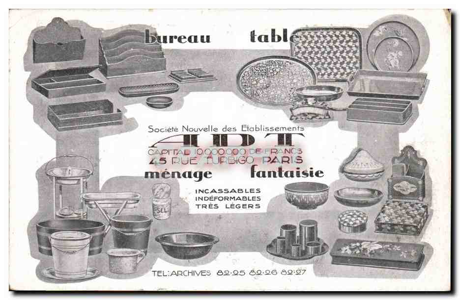 CPA Publicite Fournier Representant Rue Frederic Chevillon Marseille Jouets Bureau Menage — Verso
