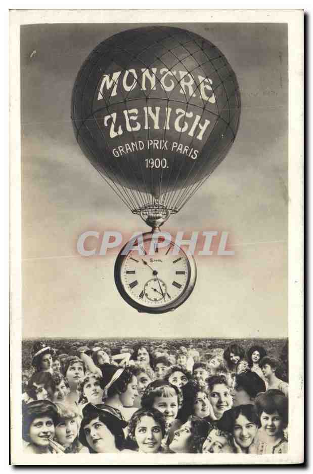 CPA Publicite Montre Zenith Grand Prix Paris 1900 Ballon dirigeable