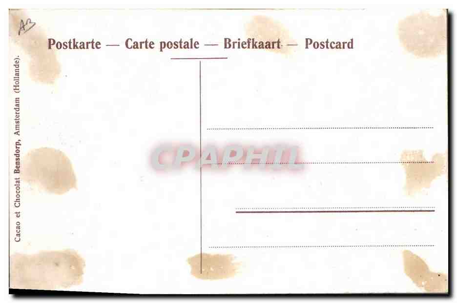 CPA Publicite Cacao et chocolat Bensdorp Amsterdam Hollande Enfants — Verso