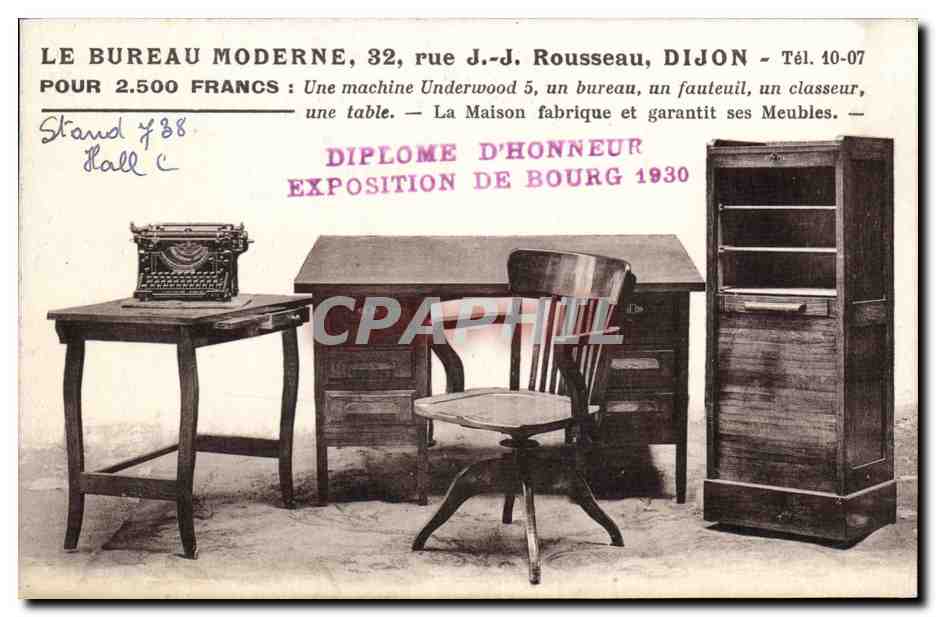 CPA Publicite Le bureau moderne Rue JJ Rousseau Dijon 