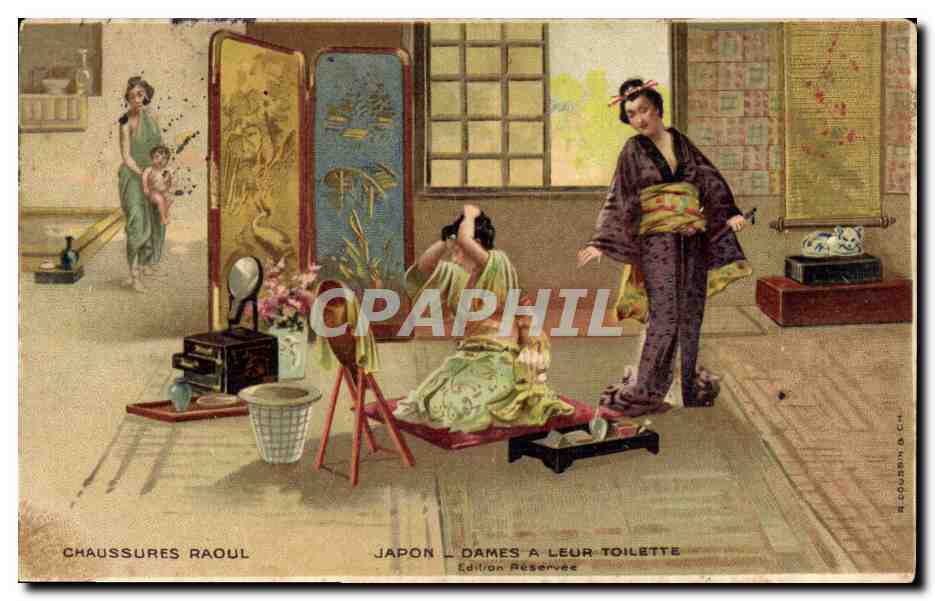 CPA Publicite Chaussures Raoul Japon Dames a leur toilette